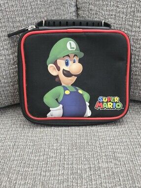 Nintendo 3DS Super Mario Luigi EVA Hard Padded Zipper Case Black/Red